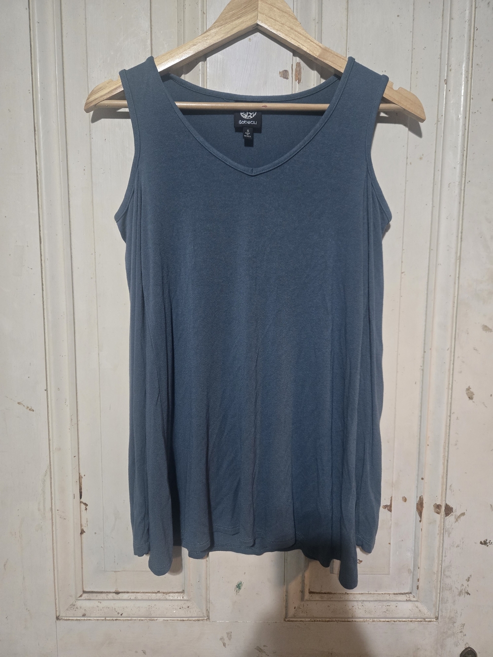 Bobeau Teal V-Neck Cold Shoulder Small Top